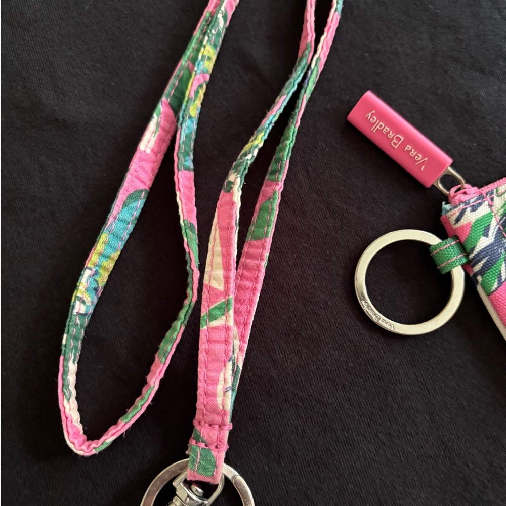 Vera Bradley Pink and Green Key & Card Holder - Picture 3 of 7